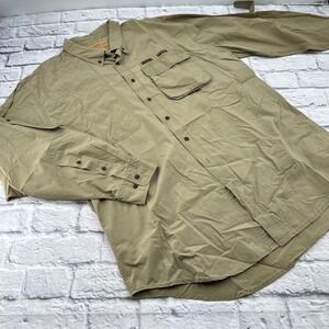 Lewis Creek Men XXL Shooting Shirt Tan Long Sleeve Vented Back Hunting Button Up